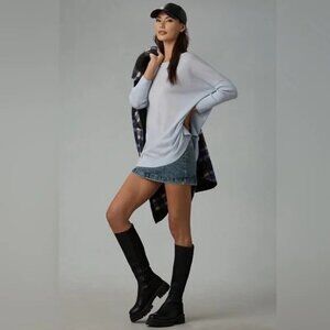 Anthropologie Merino Crew-Neck Blue Sweater Pullower by Maeve S